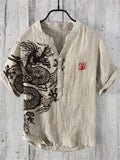 Ancient Dragon Lino Art Linen Blend Shirt
