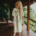 Women's Boho Floral Embroidery Art Midi Dress