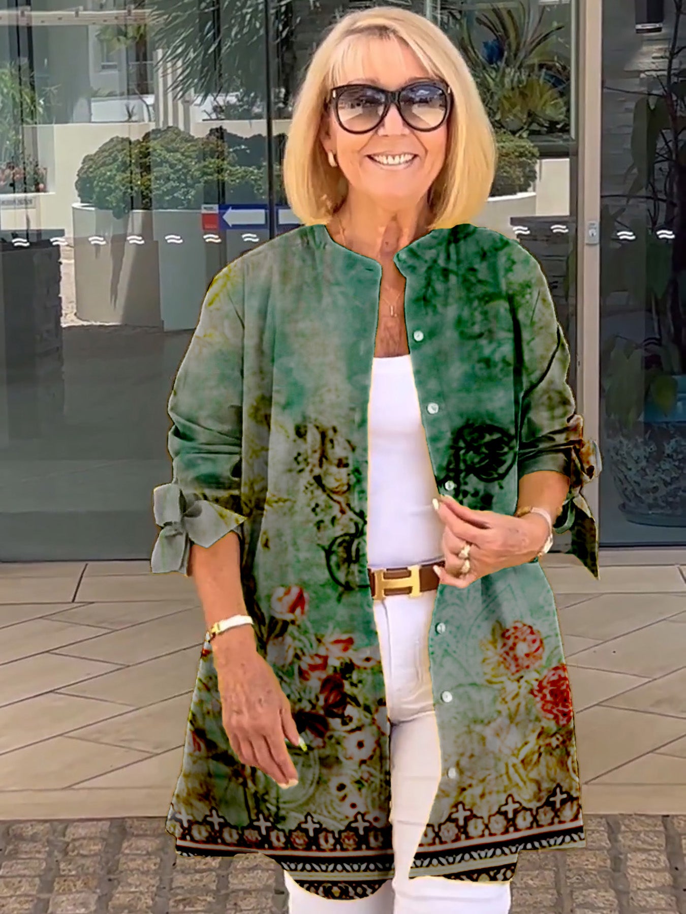 THICK COTTON JACKET BOW Sleeves REMOVABLE Autumn New Style Women Printing Jacket Swing Shap Flattering Gathered Yolk At The Back