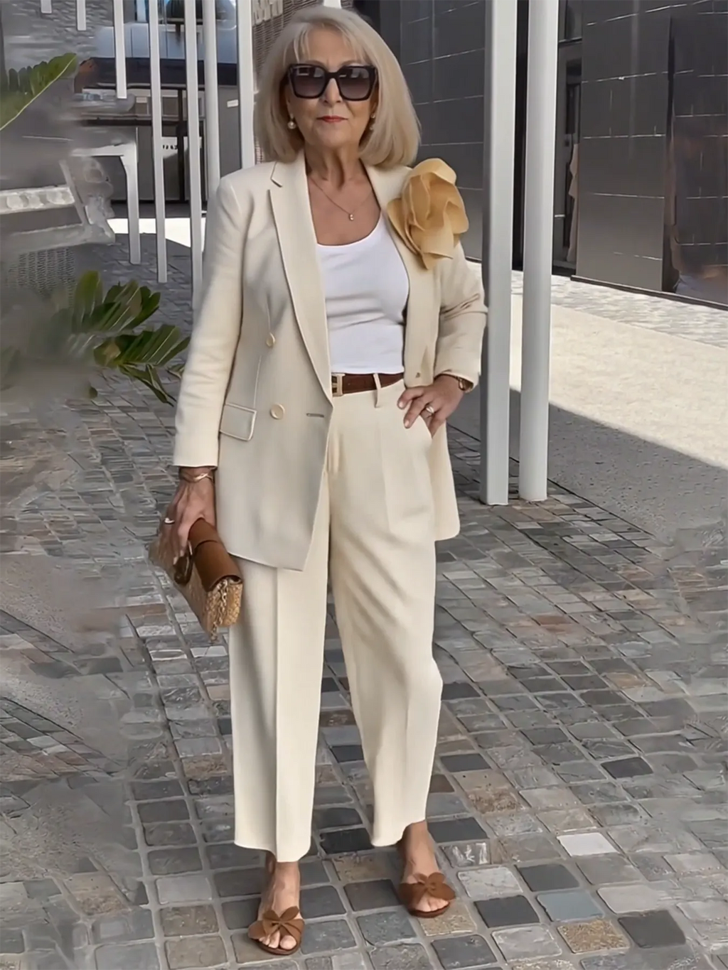 2Pcs Elegant Suit Pants Two-Piece Suit Jacket