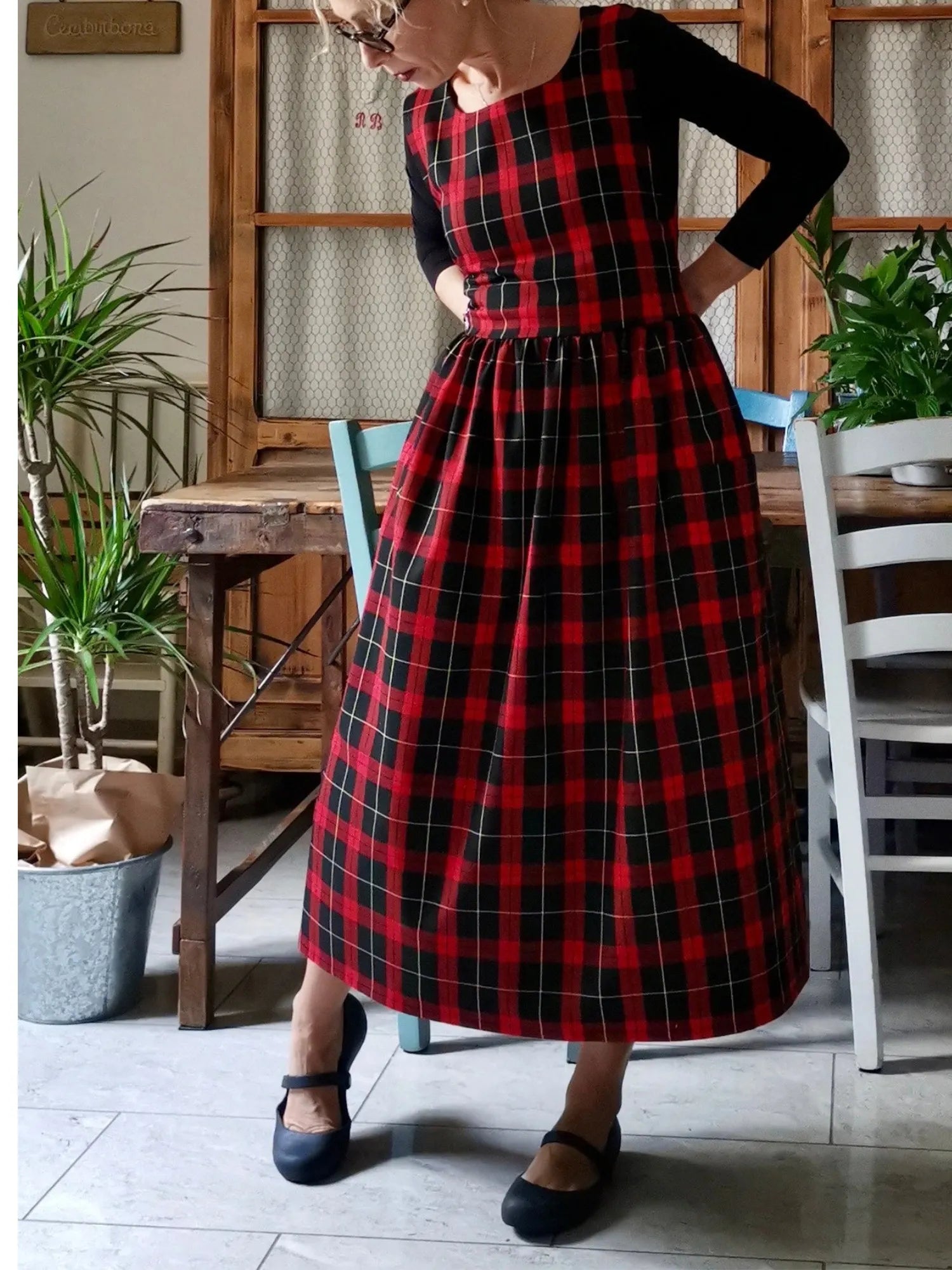 Red and Black Tartan Apron