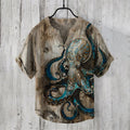 Vintage Octopus Art Print Casual Shirt