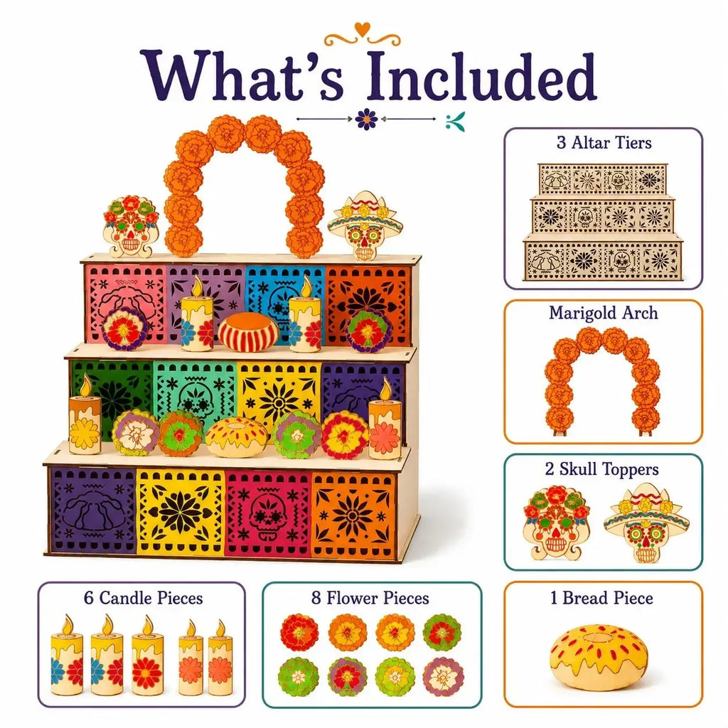 Mexican Day of the Dead Wooden Altar Display Set