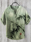 Bamboo Forest Full Moon Night Japanese Art Linen Blend Shirt