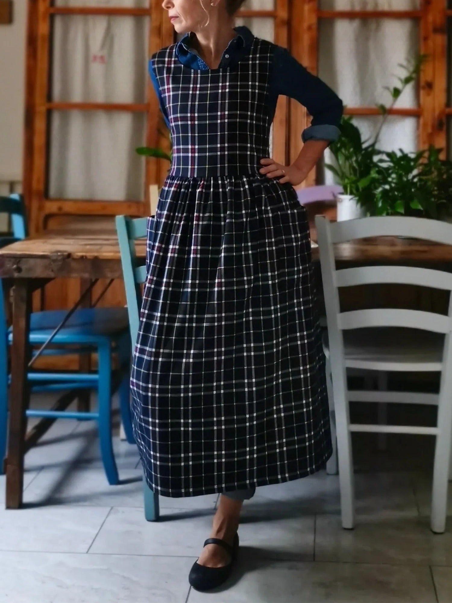 Blue Tartan Apron