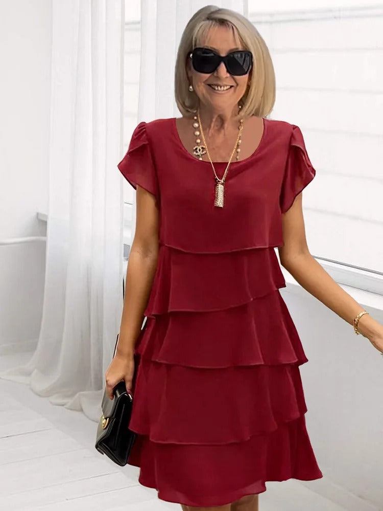 Evening Dress Best for Covering The Belly Loose Layer Cotton Multi-layer Dress