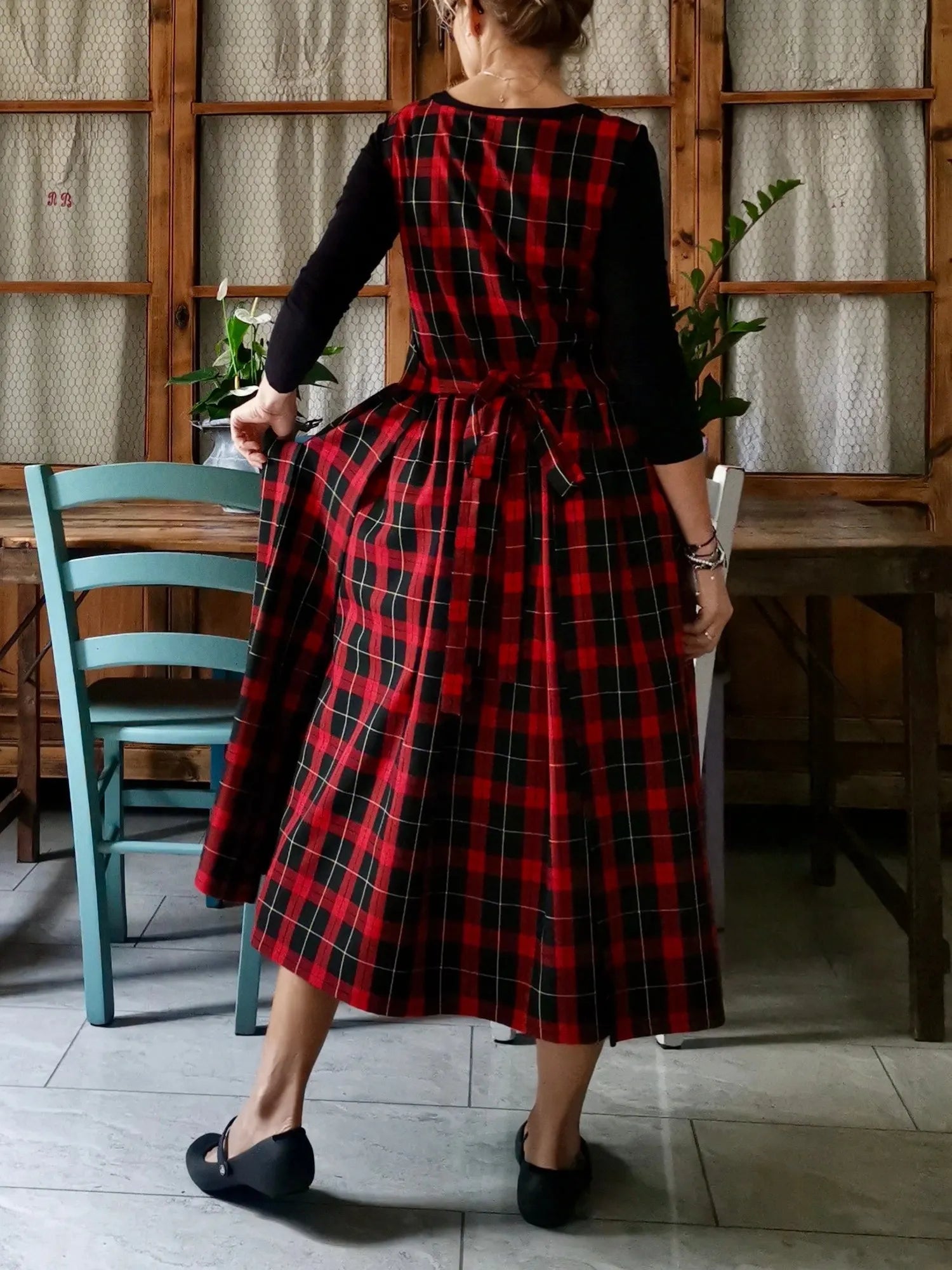 Red and Black Tartan Apron