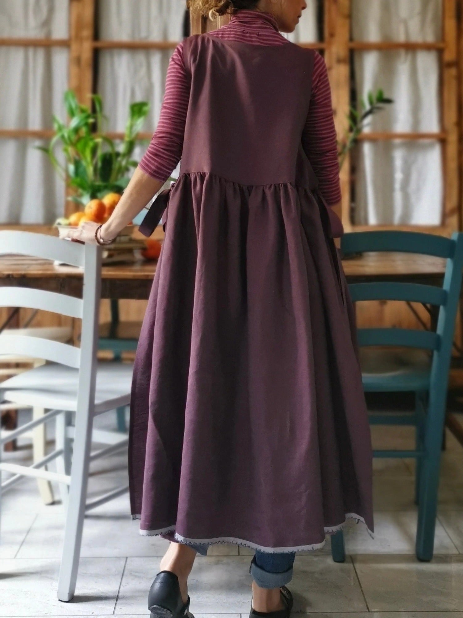 Plum Colored Linen Apron