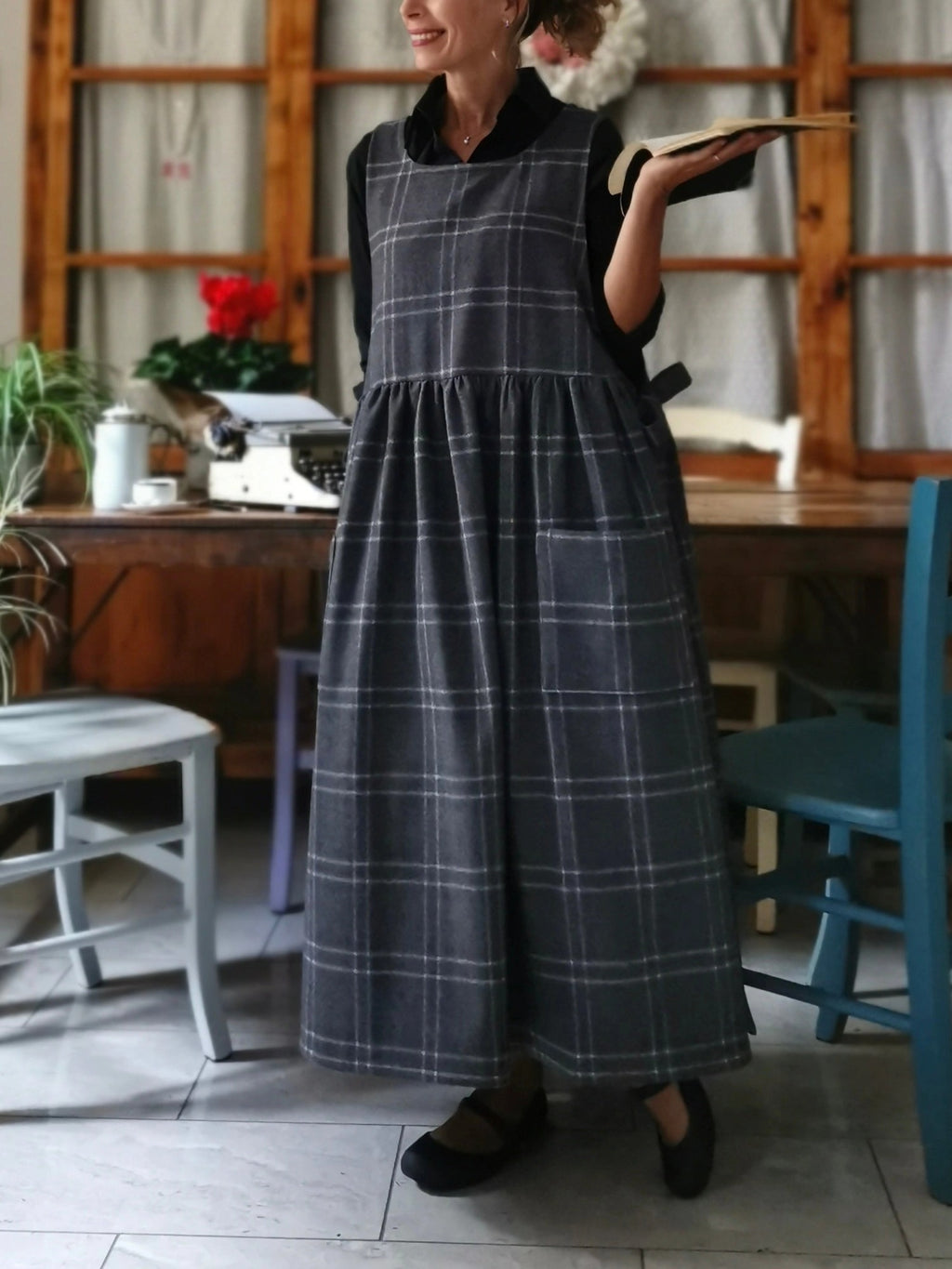 Grey Tartan Apron