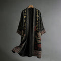 Men's Japanese Dragon Pattern Calligraphy And Painting Art Linen Long Kimono