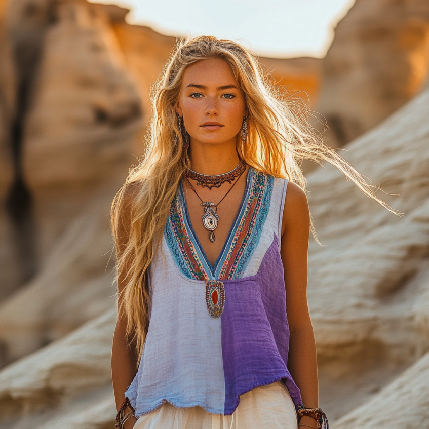 Women's Loose Bohemia Ethnic Style Linen Sleeveless Top