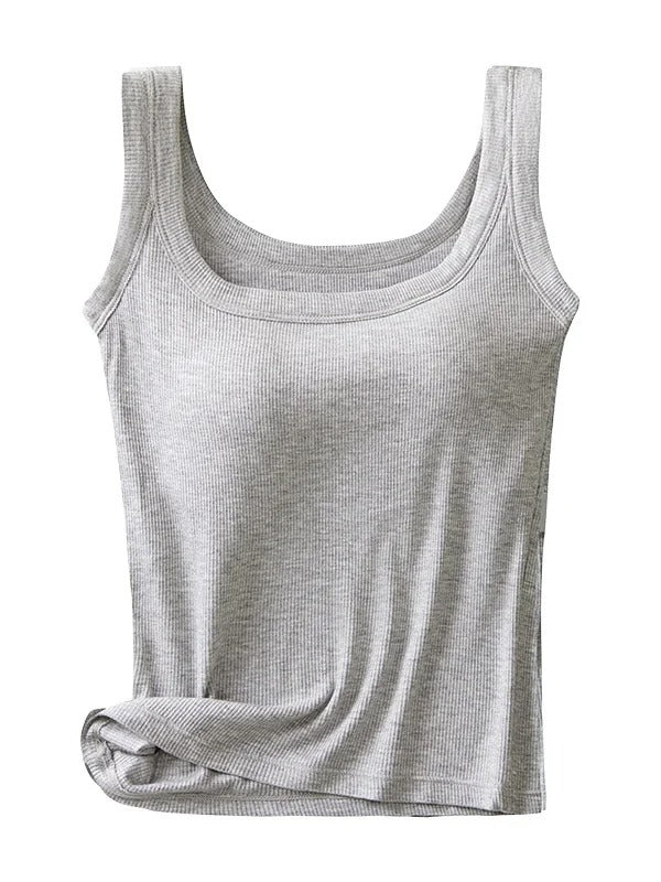 Vest Casual Crew Neck Plain Tank Top