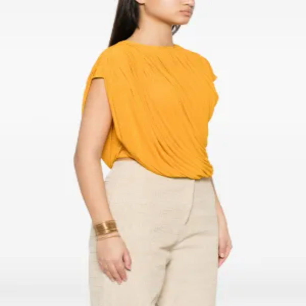 Top Donna Giallo Arancio Drappeggiato