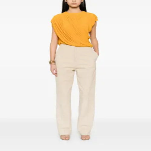 Top Donna Giallo Arancio Drappeggiato