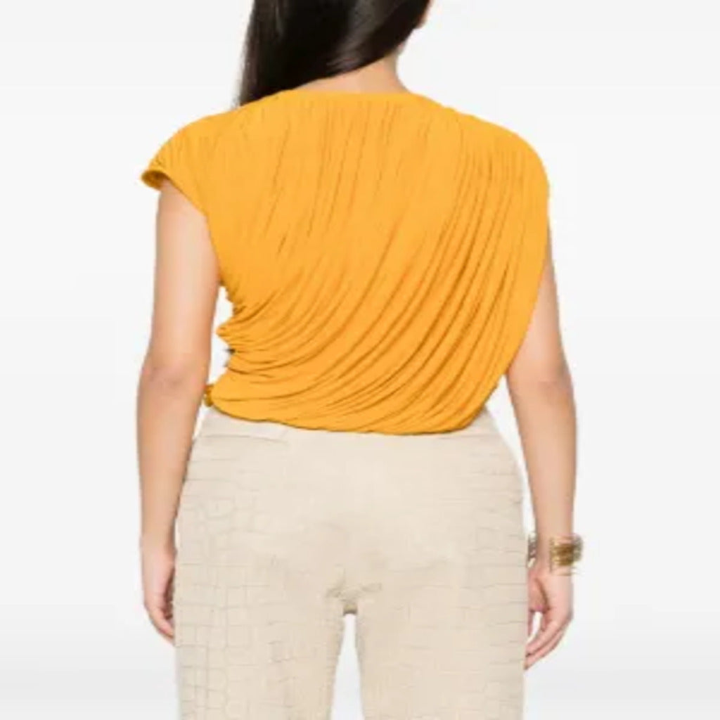 Top Donna Giallo Arancio Drappeggiato