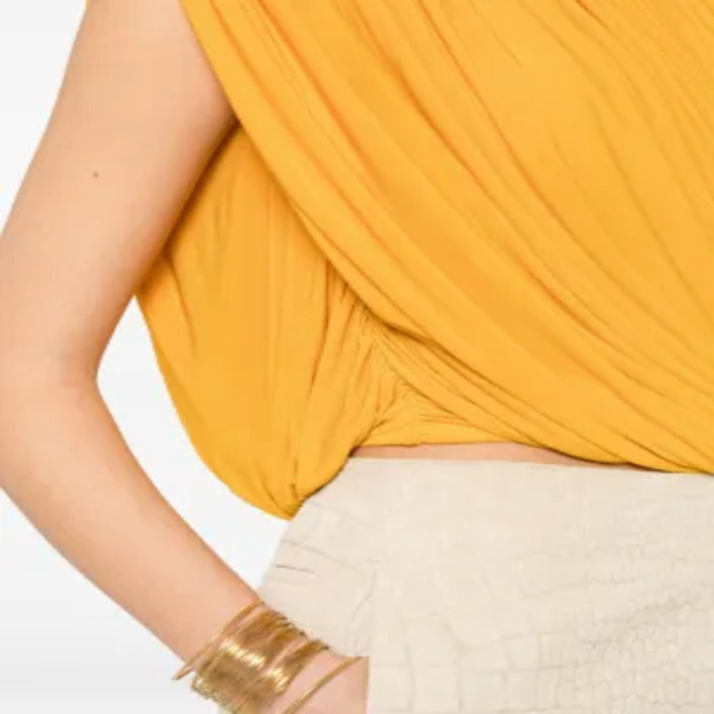 Top Donna Giallo Arancio Drappeggiato