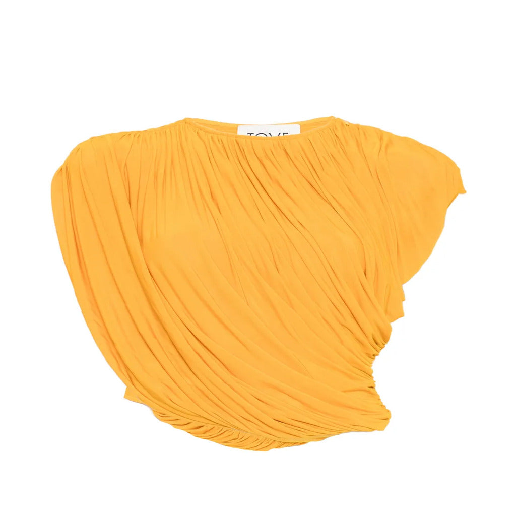 Top Donna Giallo Arancio Drappeggiato