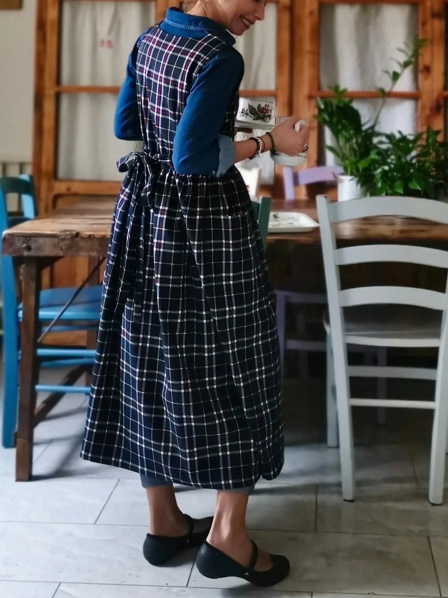 Blue Tartan Apron
