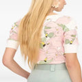 🌸 Top Chloe a costine con stampa di fenicotteri rosa