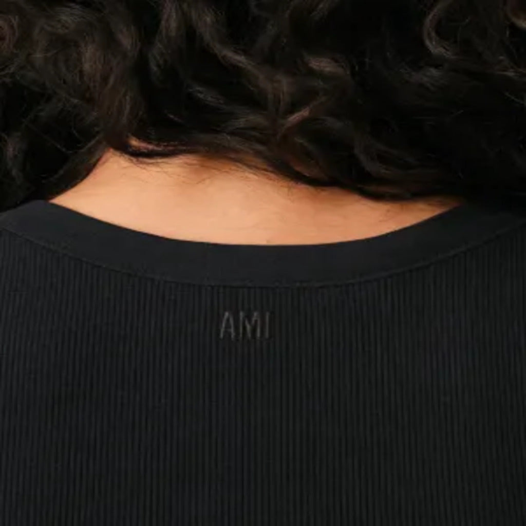 🖤 Top tank AMI Paris nero a costine con logo