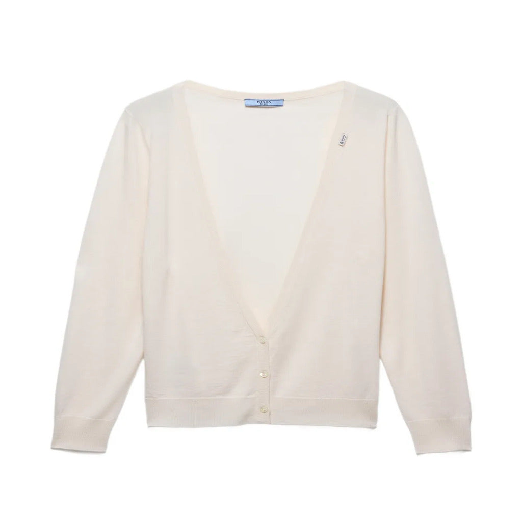 Cardigan Prada in lana bianco crema