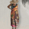Vintage Bohemian Geometric Art Linen Blend Dress