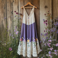 Vintage  Flowers Design Casual V Dress