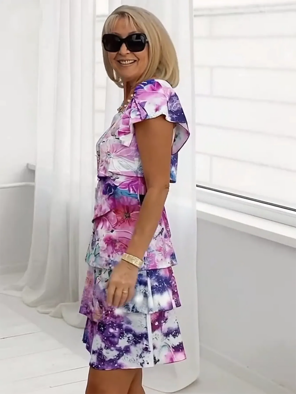 Evening Dress Best for Covering The Belly Loose Layer Chiffon Multi-layer Dress