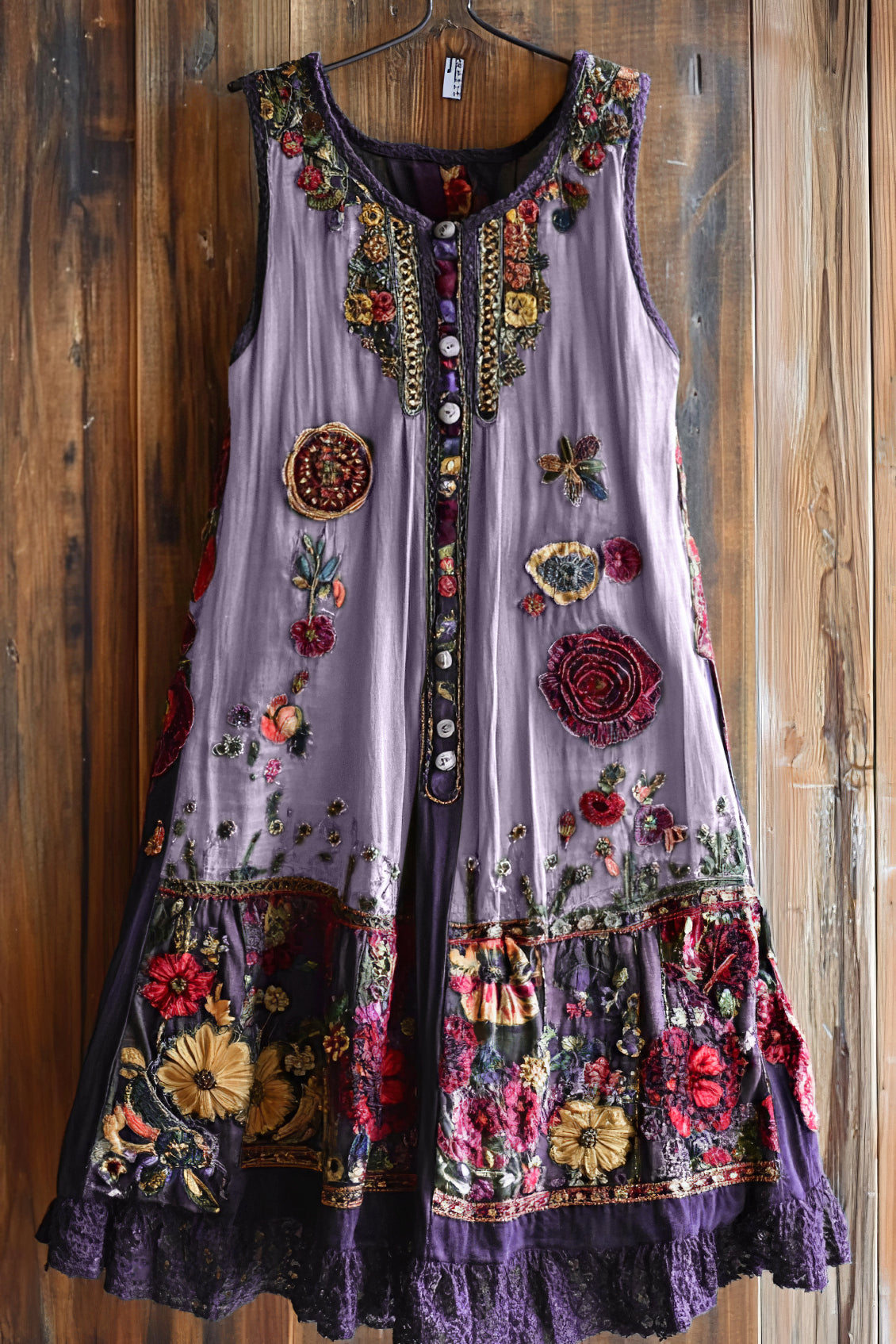 Vintage Floral Lace Patchwork Art Comfy Sleeveless Dress