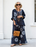 2Pcs Women's Crew Neck Print Fashion Casual Two-Piece Loose Pants