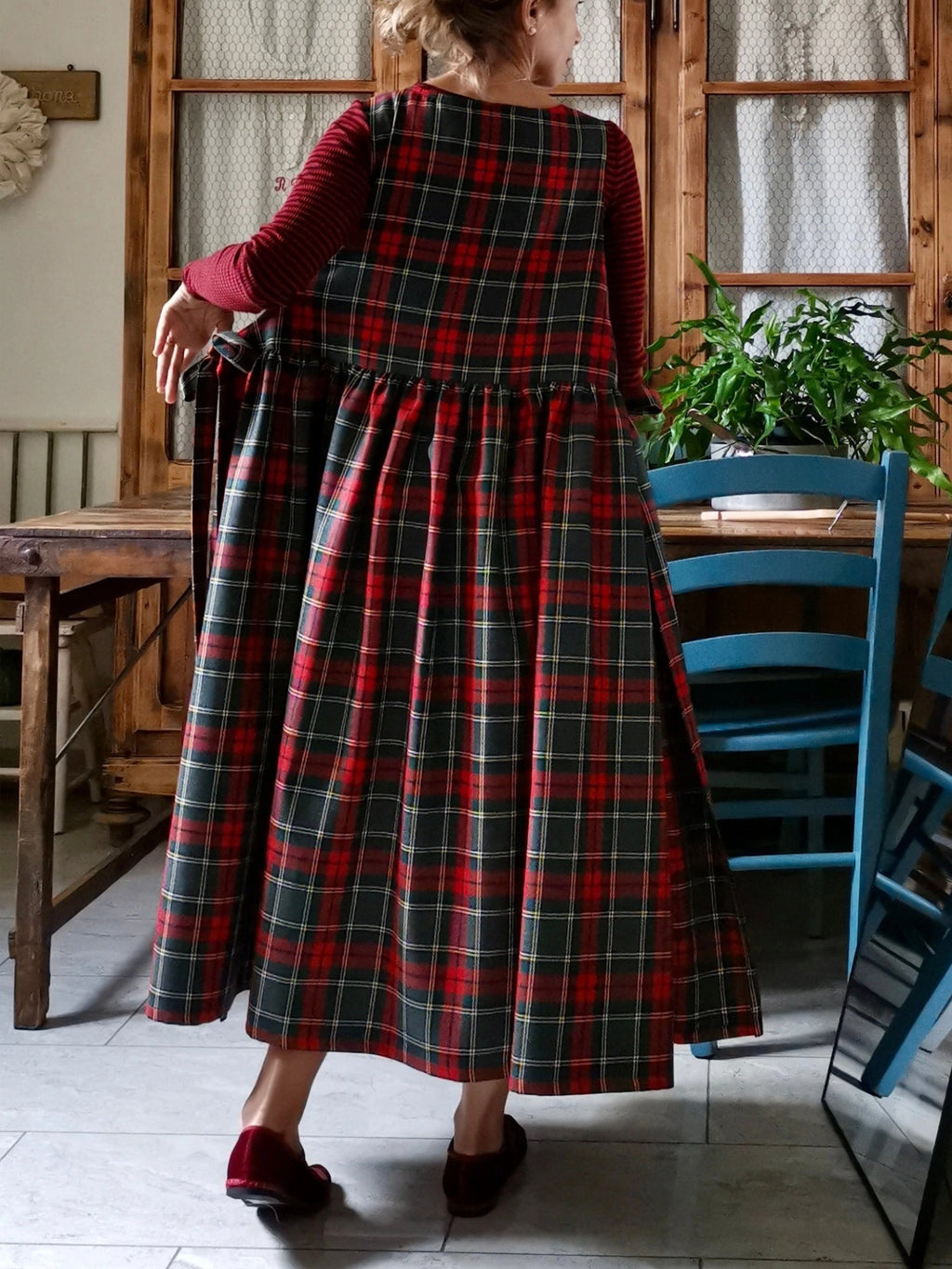 Grey and Red Tartan Apron