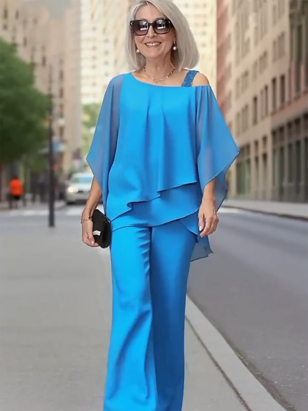 2Pcs Bat Sleeve Top Trousers Women's Casual Off-the-shoulder Irregular Party Suit Elegant Two-piece Set