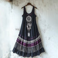 Bohemian Lace Floral Embroidery Art Linen Tank Dress