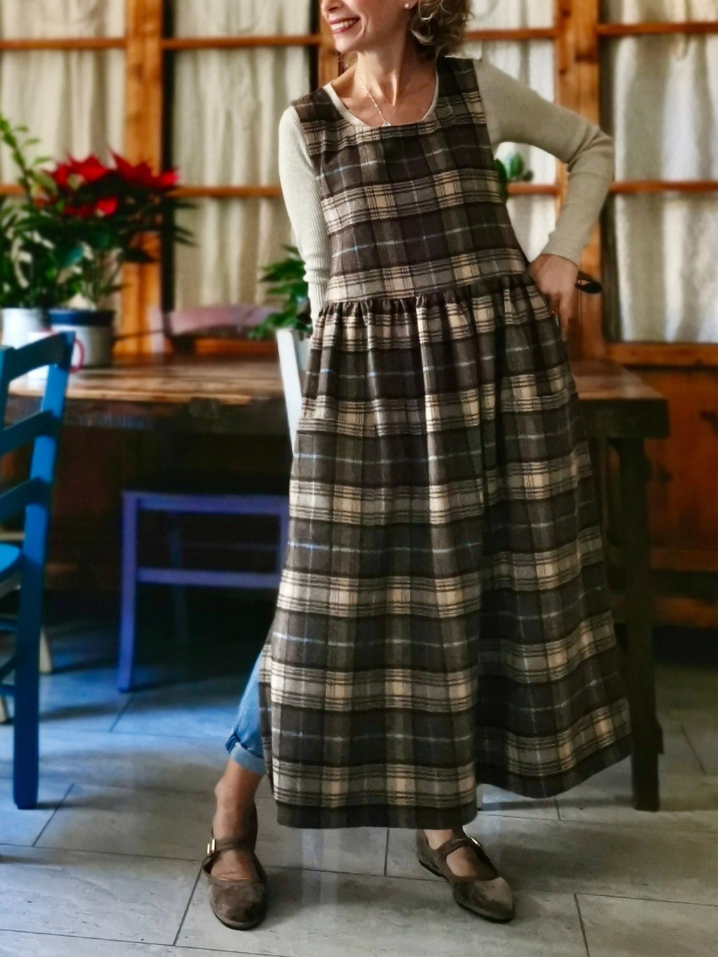 Brown Tartan Apron