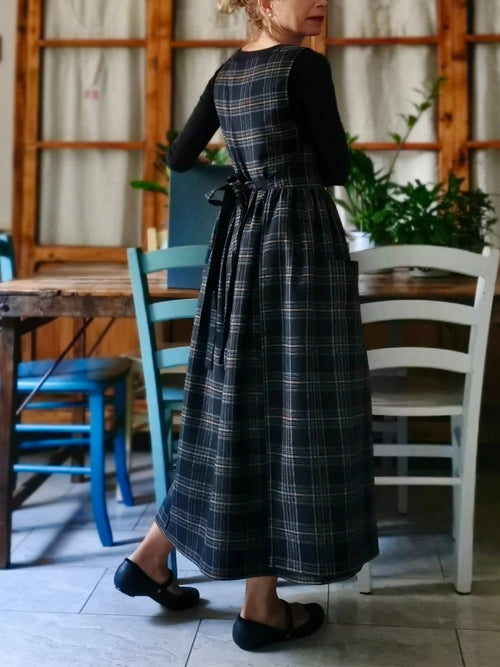 Black Tartan Cotton Apron