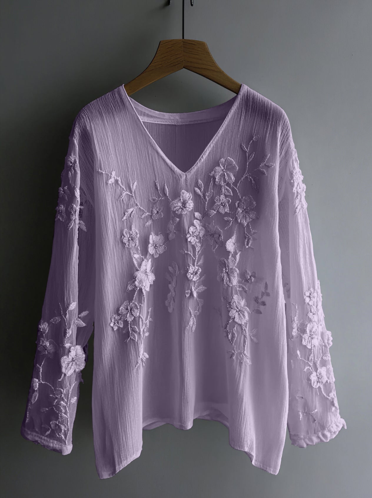 Vintage Floral Lace Embroidered Comfy Long Sleeve Tunic