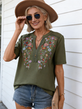Embroidery Fashion 10,000 Needles Embroidery Splicing Lace Lace Top Women's T
