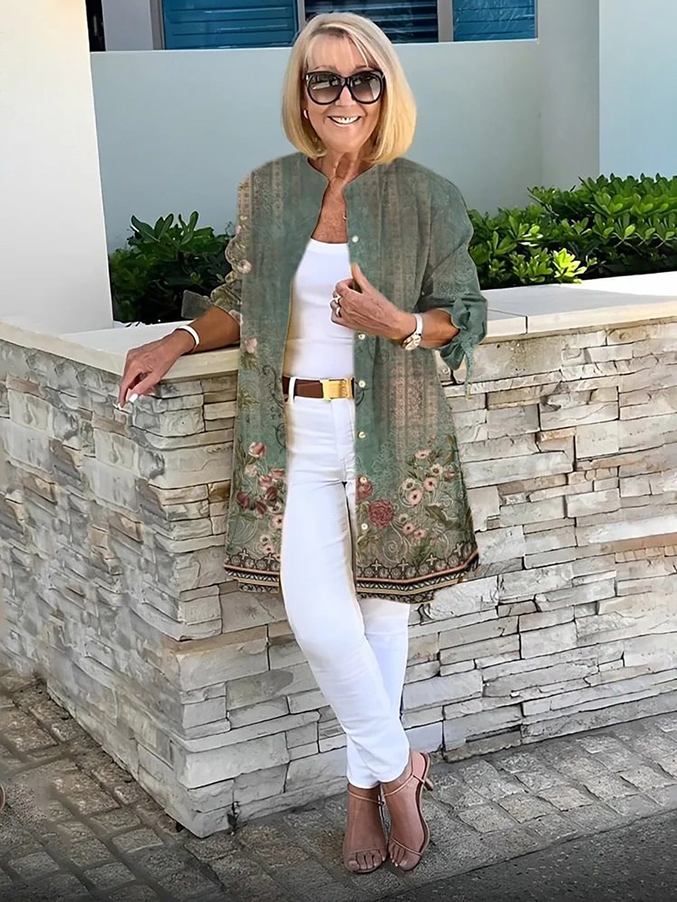 THICK COTTON JACKET BOW Sleeves REMOVABLE Autumn New Style Women Printing Jacket Swing Shap Flattering Gathered Yolk At The Back