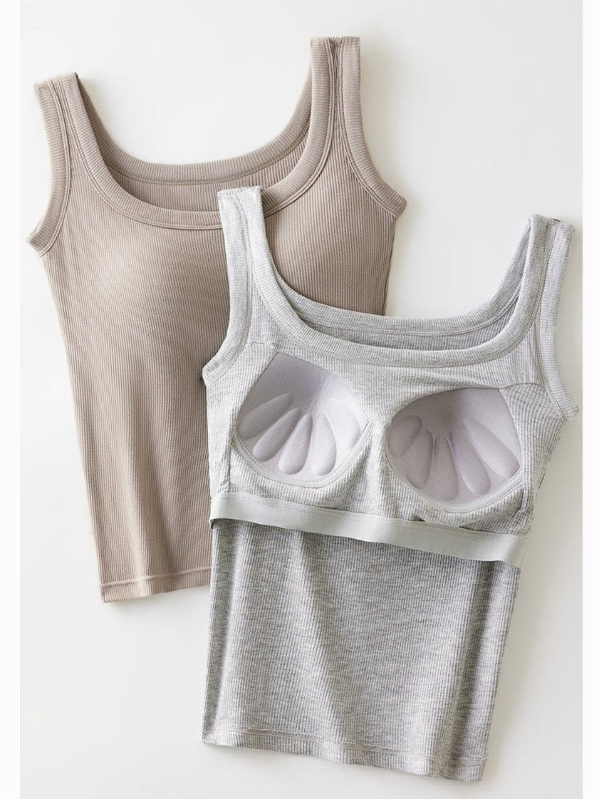 Vest Casual Crew Neck Plain Tank Top