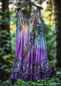 Vintage Violet Gradient Lace Art Linen Sleeveless Tank Top