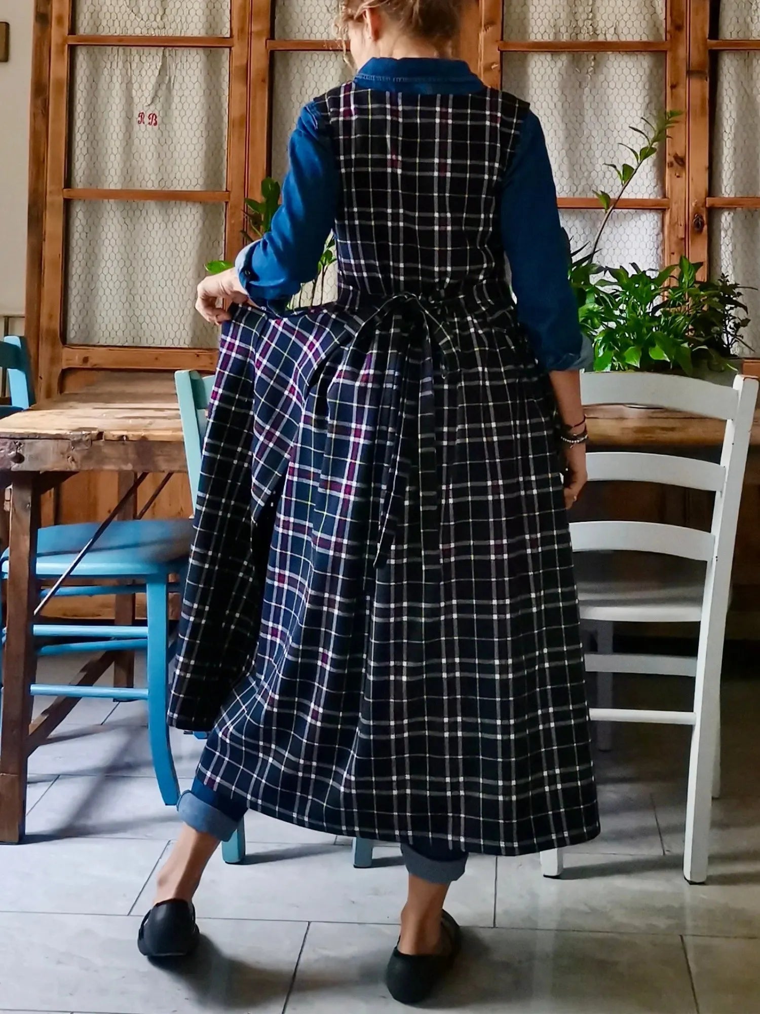 Blue Tartan Apron