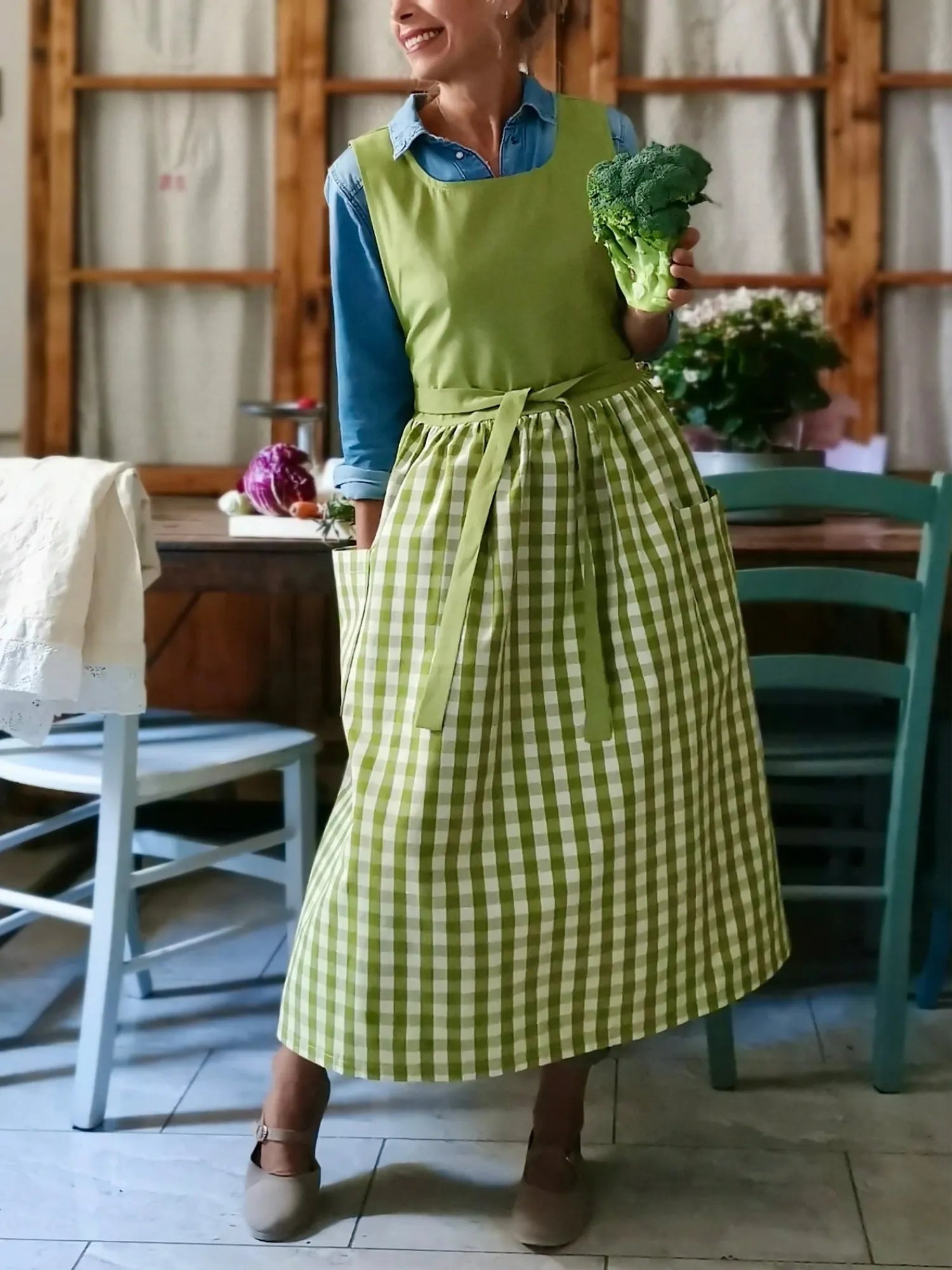 Kiwi Green Patchwork Apron