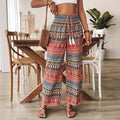 Bohemian Print Women's Casual High-waisted Elastic Trousers