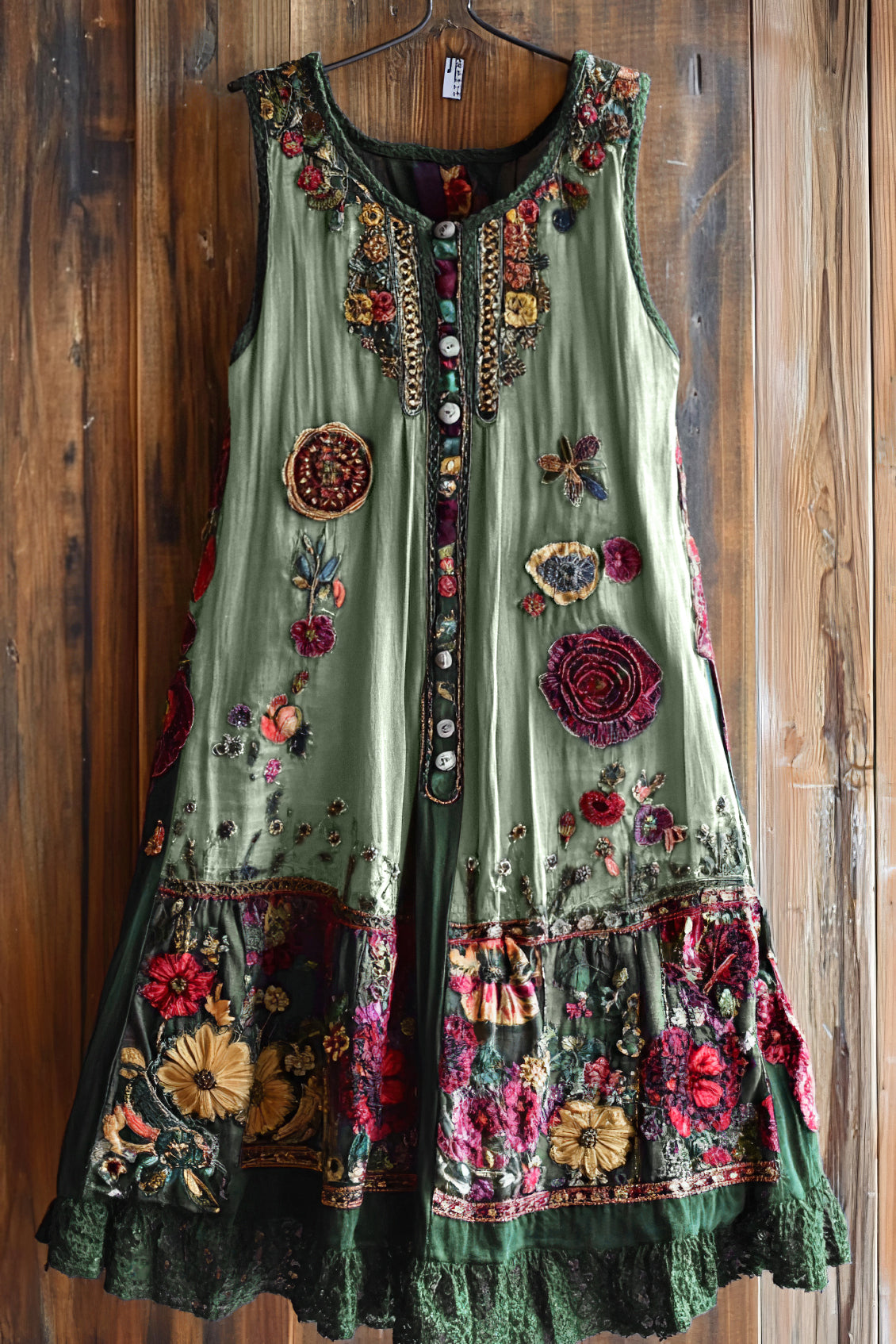 Vintage Floral Lace Patchwork Art Comfy Sleeveless Dress