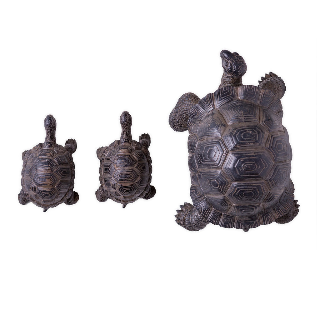 Mother Tortoise with Two Babies Resin Garden Accents