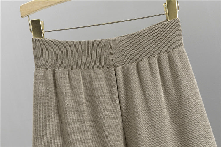 3Pcs Thick Lazy Temperament Knitted Suit Sleeveless Vest Sweater Cardigan Pants Three-piece Set