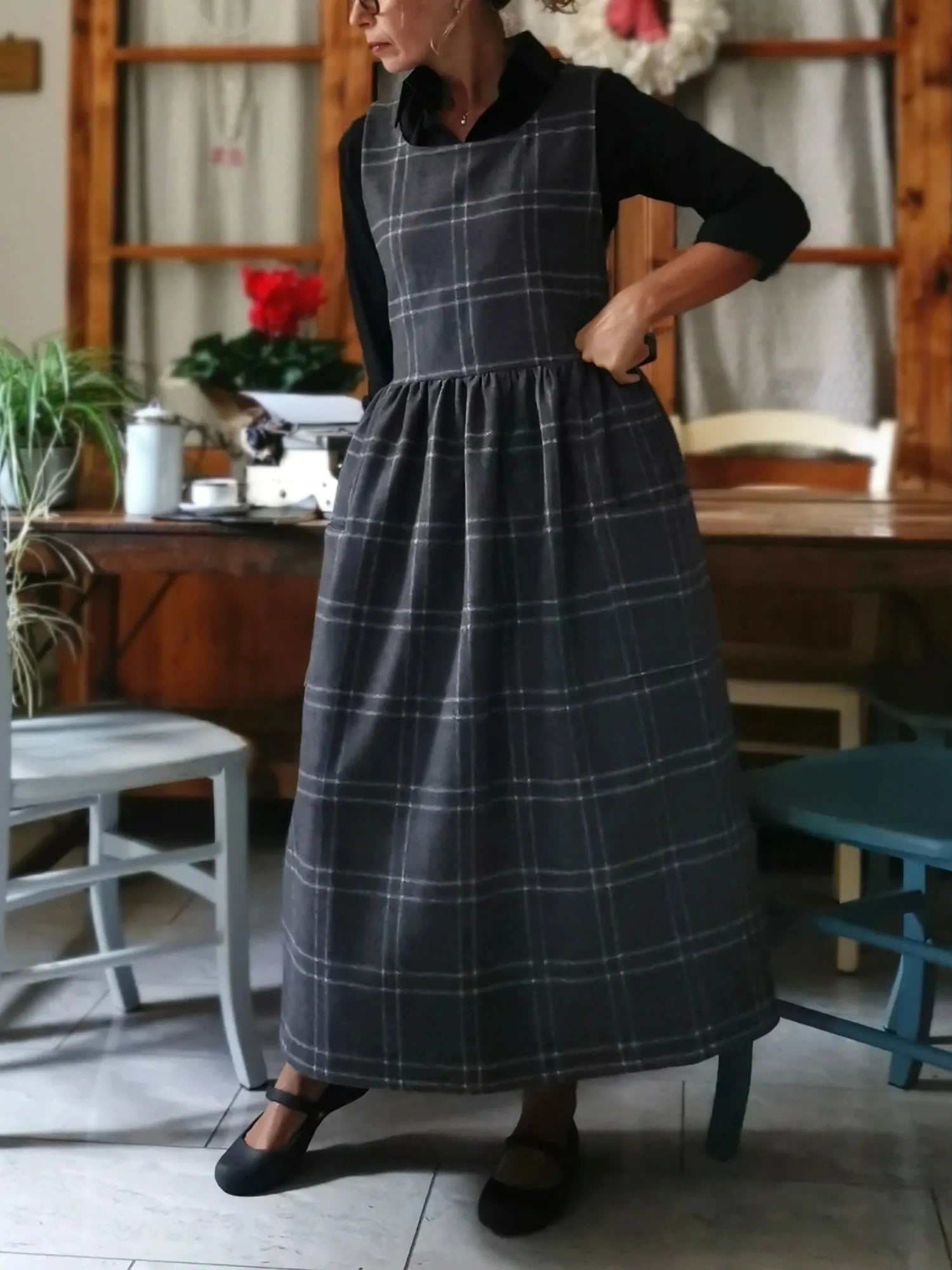Grey Tartan Apron