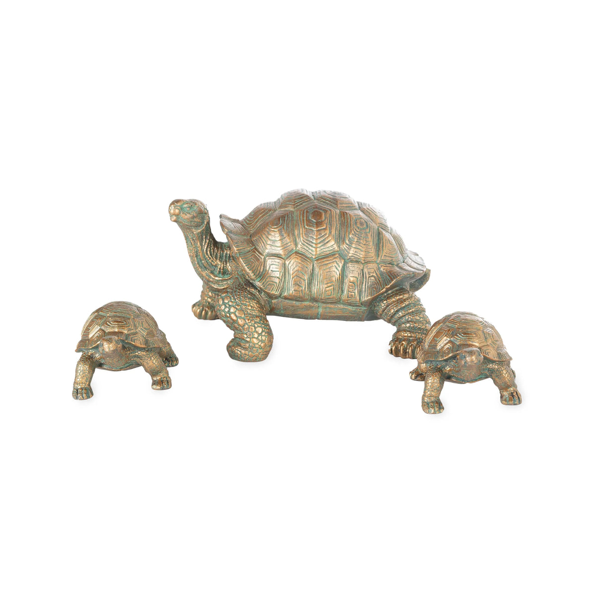 Mother Tortoise with Two Babies Resin Garden Accents