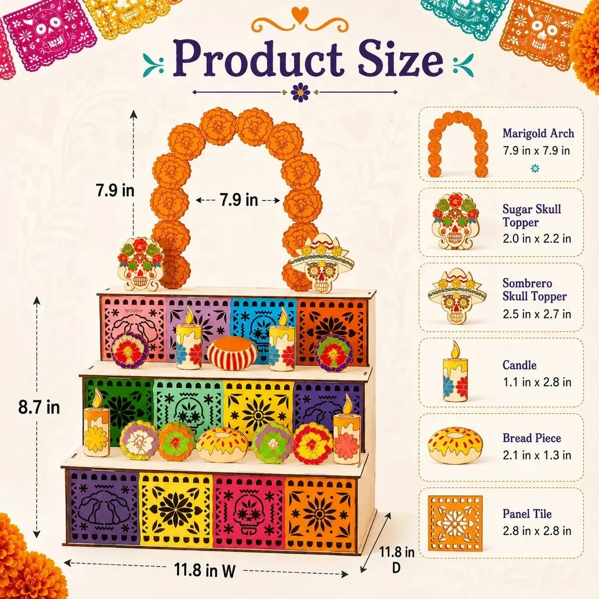 Mexican Day of the Dead Wooden Altar Display Set