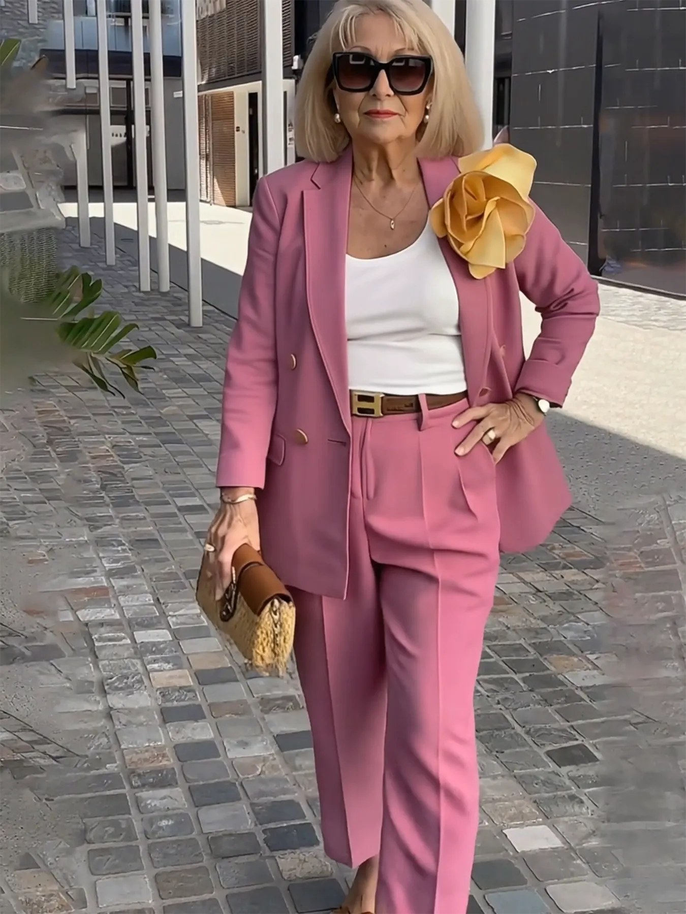 2Pcs Elegant Suit Pants Two-Piece Suit Jacket